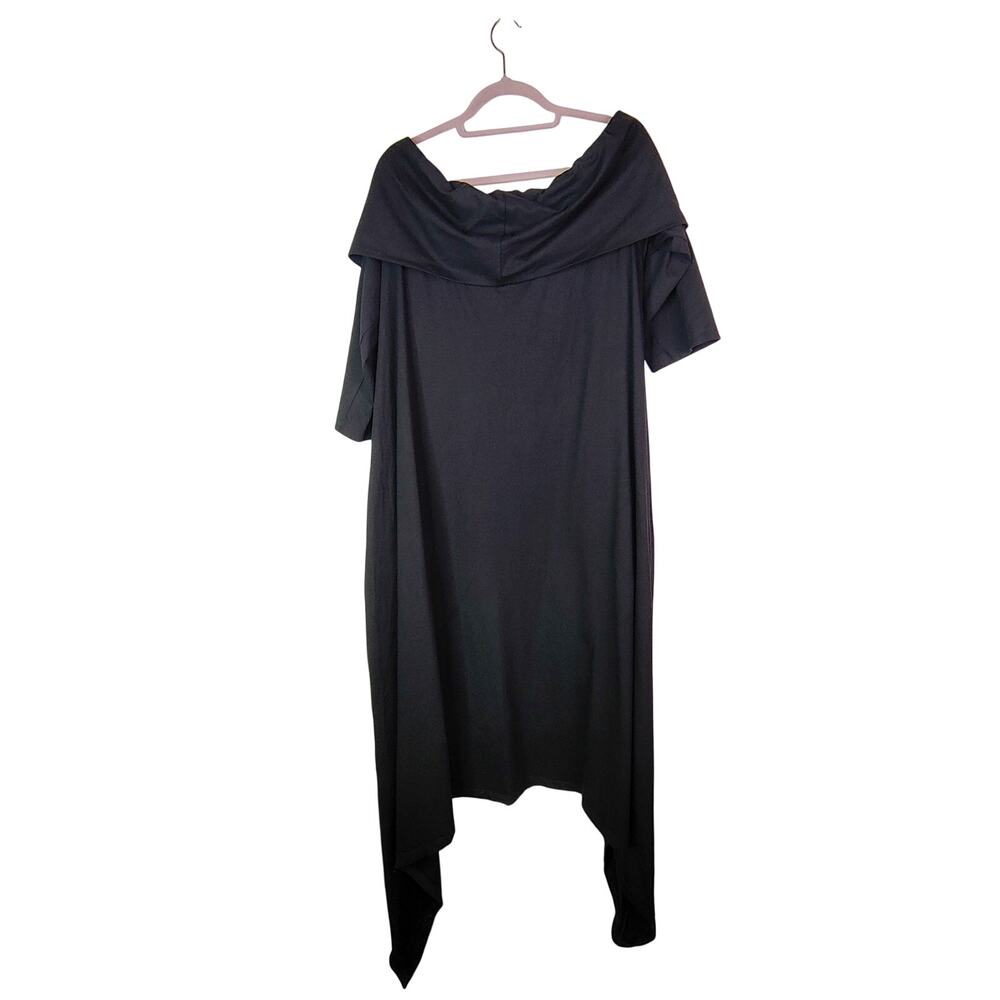 Eshakti Black Off the Shoulder Asymmetric Avant Garde Lagenlook Midi Dress 1X 2X - Picture 5 of 16